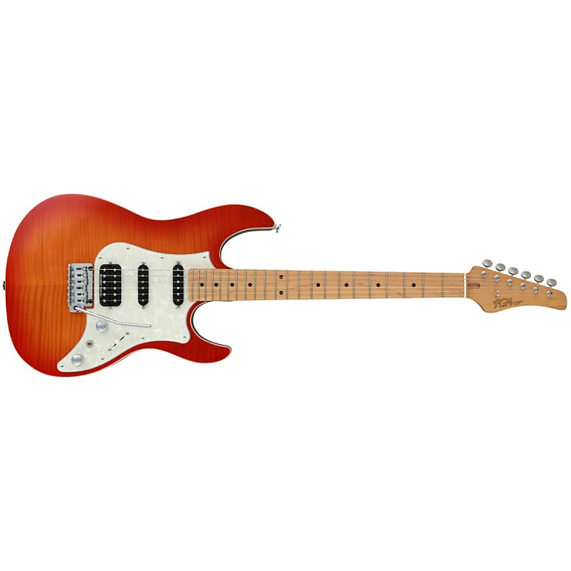 FGN Fujigen JOS2FMM Odyssey Guitar, Maple Fretboard, Flame Maple Fire Burst