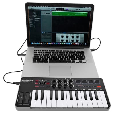 Samson Graphite M25 25-Key USB MIDI Keyboard Controller+Dual Shelf Studio Stand image 11