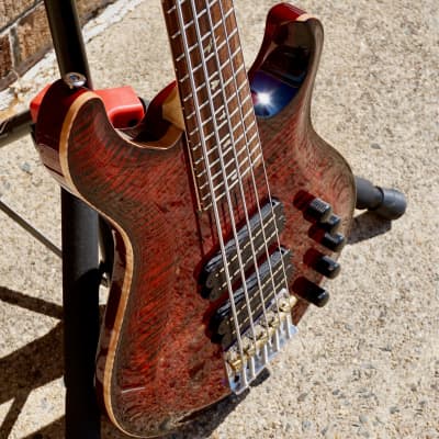 PRS Grainger 5 String Bass 10 Top Fire Red Burst image 5