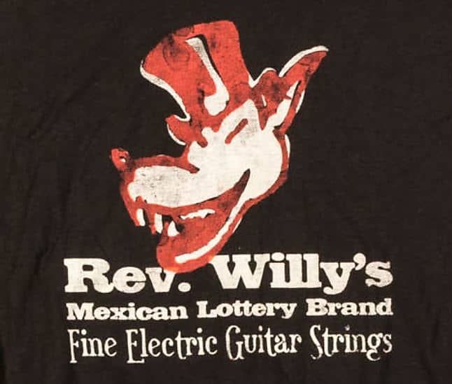 Dunlop Rev Willy s Mexican Lottery Brand Guitar Strings T Shirt X Large Free Shipping