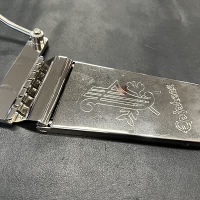 Engraved  Long Maestro Vibrola Lyre Tailpiece  Nickel "Epiphone" w/ screws image 5