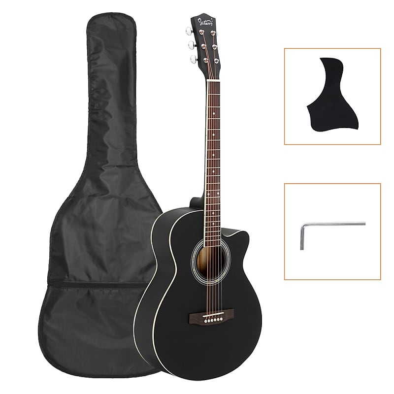 （Accept Offers）Glarry GT501 40 Inch Cutaway Auditorium Acoustic Guitar Matte Spruce Front Folk Black image 1