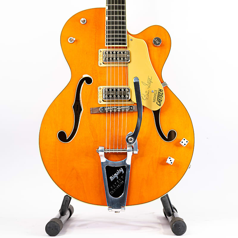 2014 Gretsch Brian Setzer 6120 Vintage Orange Hollowbody Guitar w/ TV Jones  Pickups, Dice Knobs