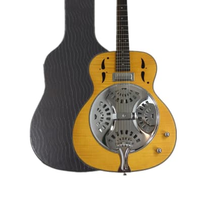 Haze SDG727 Roundneck Resonator Guitar, Flame Maple, 1xH Pickups + Free Gig Bag - w/Soft Gig Bag image 9