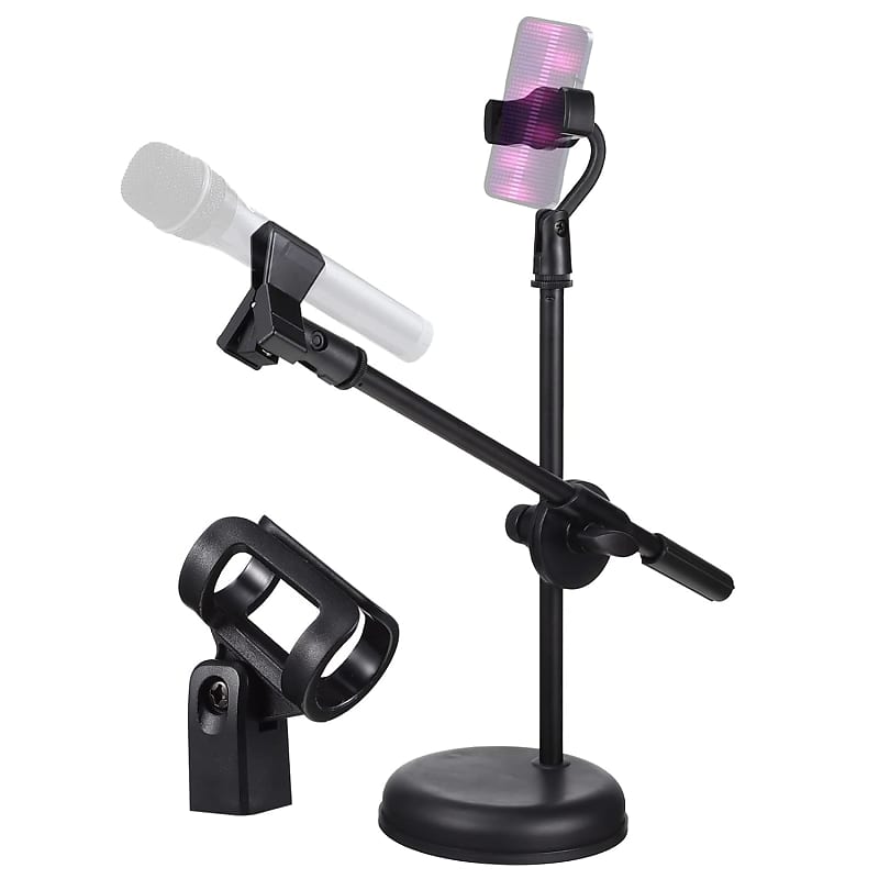 Microphone Stand Desk, Adjustable Mic Stand With Phone Reverb