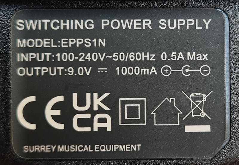 Power Supply For Casio Sa 76 Keyboard 9.5 V 1.0 A Adapter Uk