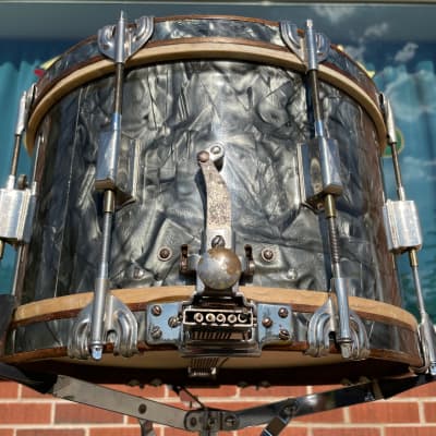 1937 Leedy 8x14 Pre-War Broadway Swingster Parallel Solid Shell Snare Drum Black Dimond Pearl image 7