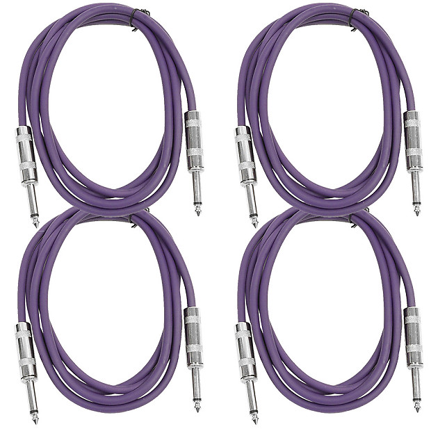 Seismic Audio SASTSX-6-4PURPLE 1/4" TS Male to 1/4" TS Male Patch Cables - 6' (4-Pack) image 1