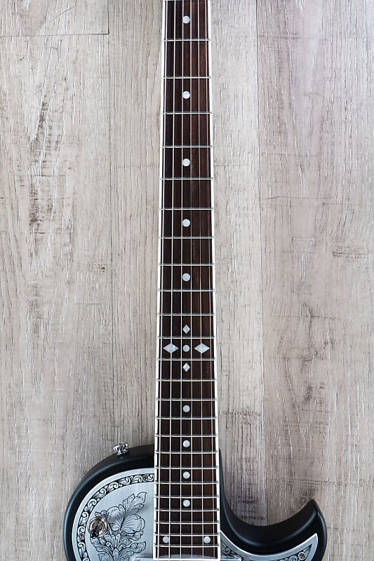 Zemaitis Guitars C24MF-2 BK Metal Front Electric Guitar, Leaf 