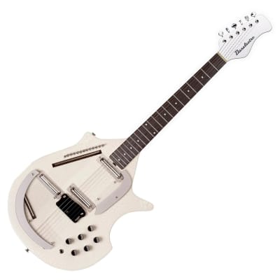 Danelectro Coral Sitar Reissue Guitar with Hardshell Case Bundle - White Crackle image 4
