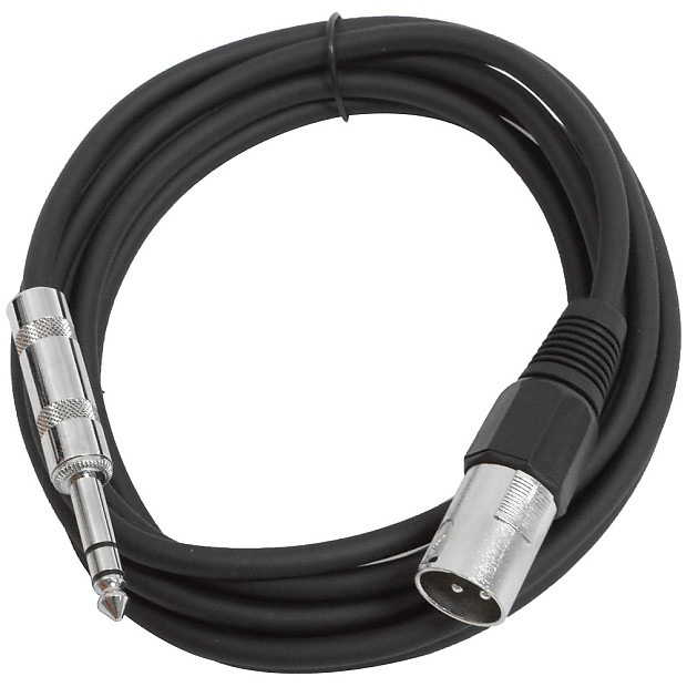 Seismic Audio SATRXL-M10 - Black 10 Foot XLR Male to TRS Patch Cable