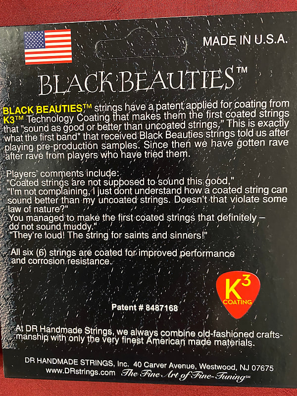  DR Strings Electric Guitar Strings, Black Beauties-Black  Coated, 9-42 (BKE-9) : Musical Instruments