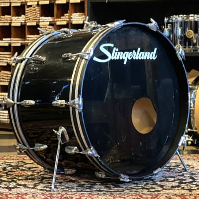VINTAGE 1970's Slingerland Drum Set in Black Wrap - 14x22, 8x12, 9x13, 16x16 image 7