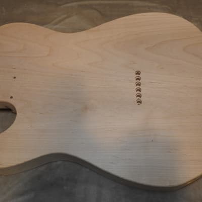 Unfinished Telecaster Body Book Matched Figured Flame Maple Top 2 Piece Alder Back Chambered, Standard Tele Pickup Routes 4lbs 1.3oz! image 11