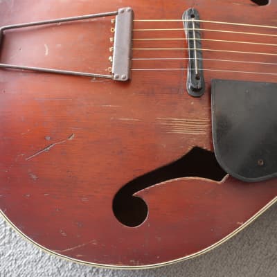 Vintage 1950 Kay Acoustic Guitar Redburst Fair Shape Worn Cracks Splits Beat Up Rare Waverly Tuners image 4