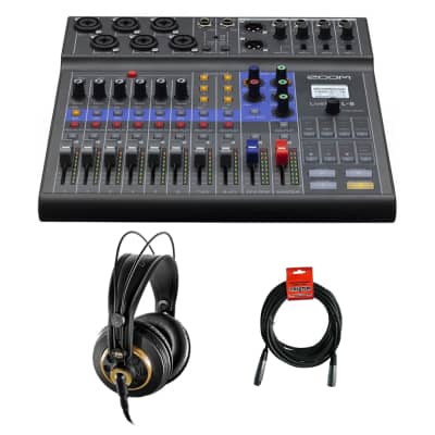 Zoom LiveTrak L-8 Portable 8-Channel Digital Mixer/Recorder with AKG K 240 Studio Pro Headphones & XLR Cable Bundle image 1