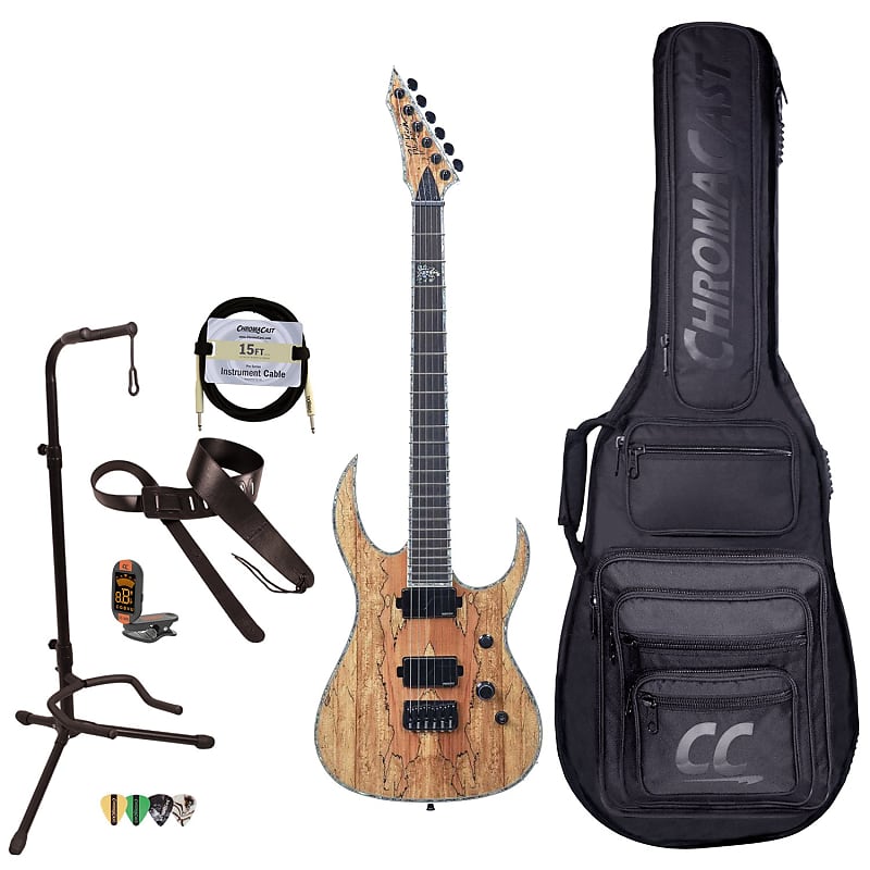 BC Rich Guitars Shredzilla Extreme Electric Guitar with Hipshot, Case, Strap, and Stand, Spalted Maple image 1