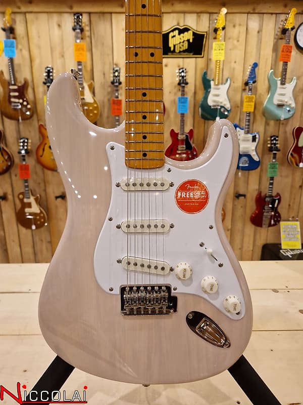 Fender SQ Guitare Electrique – Classic Vibe '50s Stratocaster® Maple  Fingerboard Blanc Blond