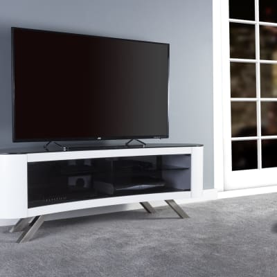 AVF Affinity Plus - Bay Plus 1500 Curved TV Stand (WhiteBlack Glass) image 6