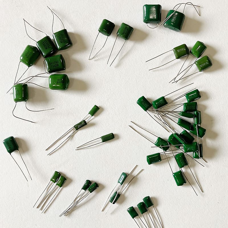 Green "Chiclet" Film Capacitors Guitar Effect Pedal + More Reverb