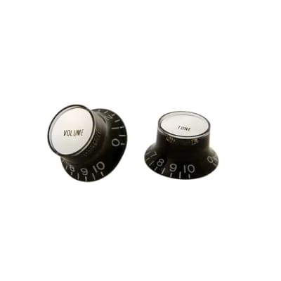 Gibson Top Hat Style Knobs w/Metal Insert - Black w/Silver image 1