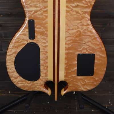 Alembic Custom Stinger Omega lined fretless Bass guitar w LED's 5A Quilted Maple image 5