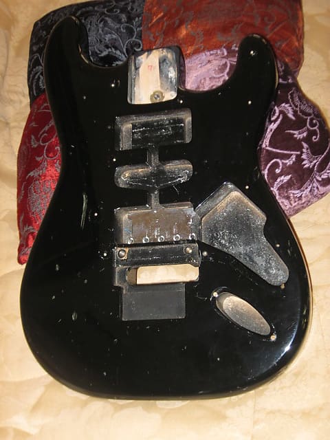 used 1992- 1993 Fender Japan gutted BODY from HRR Hot Rod Reissue Stratocaster -  BODY part/model # HRR-60, + orig NECK PLATE & orig screws, orig BACK PLATE & non orig screws, & strap buttons (NO: neck, pickups, electronics, tremolo & NO other parts) image 1