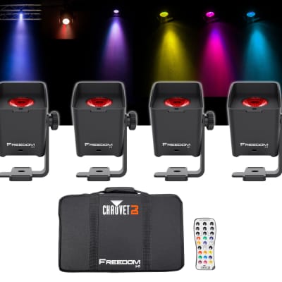 Chauvet DJ Freedom H1 X4 (4) Wireless RGBAW+UV Wash Lights+Bag+Charger+Remote image 1