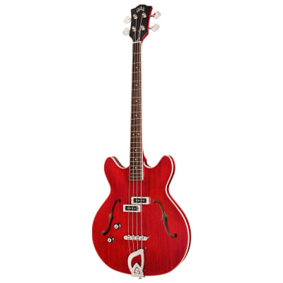 Guild Starfire I Semi-Hollow Left Handed 4-String Bass, Rosewood, Cherry Red image 2