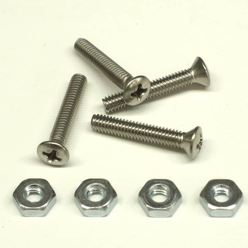 Chrome Oval Head Phillips Screws and Nuts for Vox Strap Handles - Functional Replacement image 1