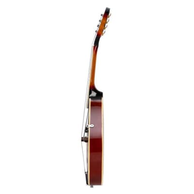 Glarry A Style 8-String Acoustic Mandolin Flatback Acoustic Mandolin with Pick Guard Sunset Color image 6