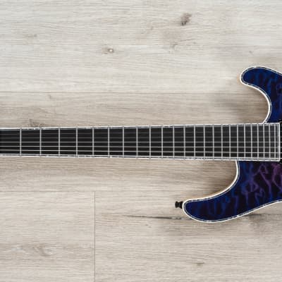 Mayones Regius 7 7-String Guitar, 4A Quilted Maple Top, Transparent Dirty Purple Blue Burst Gloss image 7