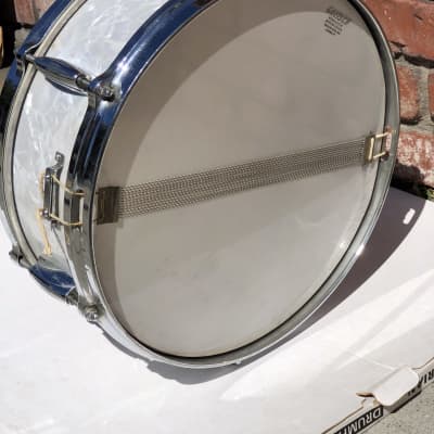 Killer Sounding Gretsch Round Badge Snare Drum, Case & Stand 1950-1969 - White Marine Pearl image 15
