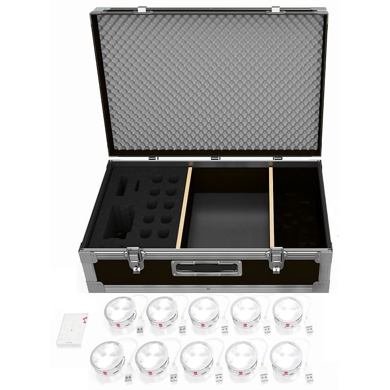 APE LABS COIN 2+ TOURPACK USB Rechargeable RGBAW LED Uplights in Flight Case image 1