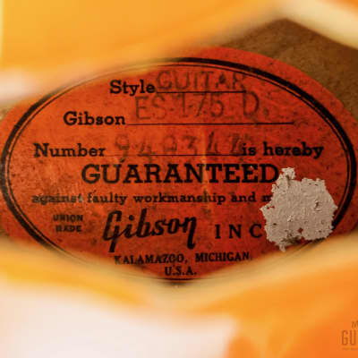 1968 Gibson ES-175 D Vintage Archtop Electric Guitar Sunburst w/ Pat # Pickups, Case image 6