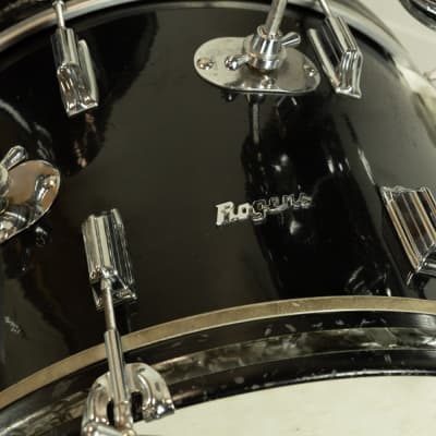1960s Rogers Jet Black Pearl "Headliner" 14x20 9x13 and 16x16 Drum Set image 6