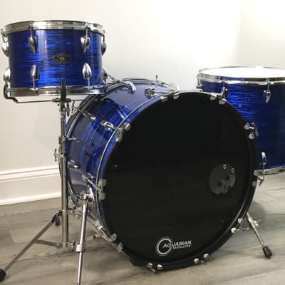 Vintage Apollo 3 Piece Drum Set 1970s Blue Oyster Pearl Completely Restored in USA Jazz Bop Kit 12/16/22 image 23