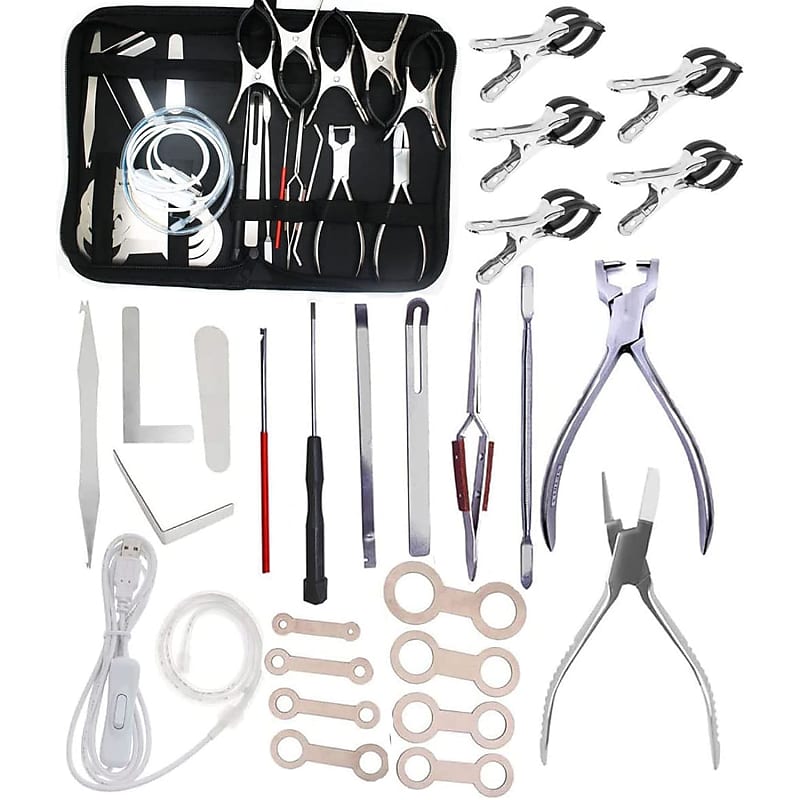 26Pcs Sax Repair Tool Kit Include Led Leak Light & Spring Hook