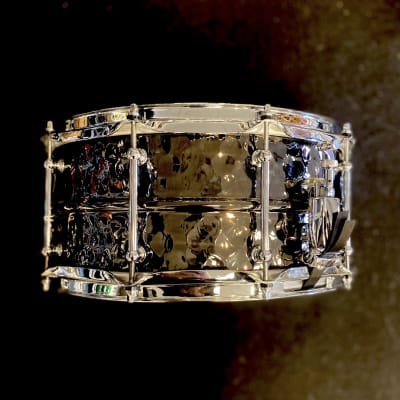 Dixon Artisan Gregg Bissonette 14" x 6.5" Signature Hammered Brass Snare Drum - Used for Clinic image 3