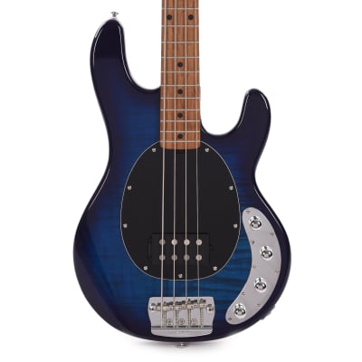 Sterling by Music Man StingRay RAY34 Flame Maple Neptune Blue for sale