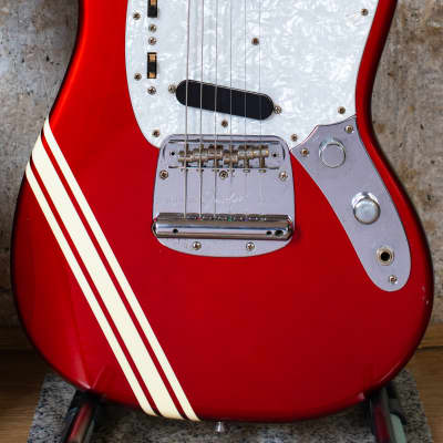 2002 Fender Japan Mustang 69 Vintage Reissue Candy Apple Red Competition Stripe offset guitar - CIJ for sale