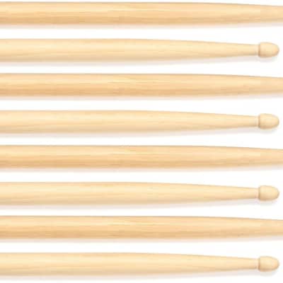 Vater Hickory Drumsticks 4-pack - 5B - Wood Tip  Bundle with Evans Heavyweight Coated Snare Batter - 13 inch image 1