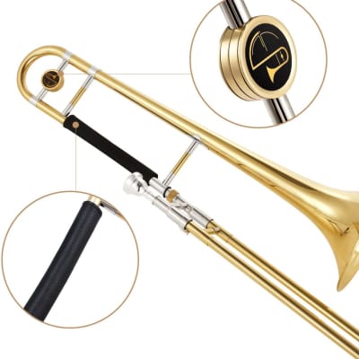 Eastar Bb Tenor Slide Trombone for Beginners Students, B Flat Brass Plated Trombone Instrument image 3