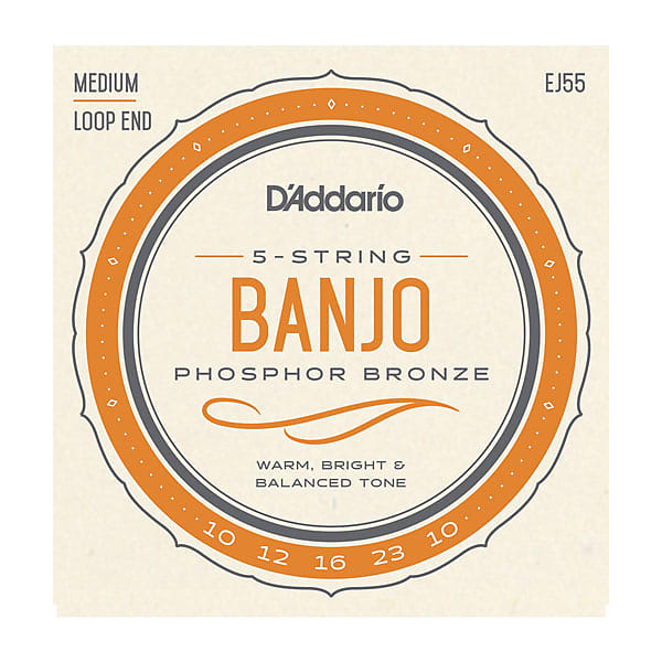 D'Addario EJ55 5-String Banjo Strings, Phosphor Bronze, Medium, 10-23 image 1