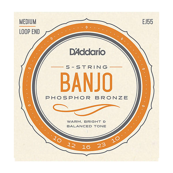 D'Addario EJ55 5-String Banjo Strings, Phosphor Bronze, Medium, 10-23