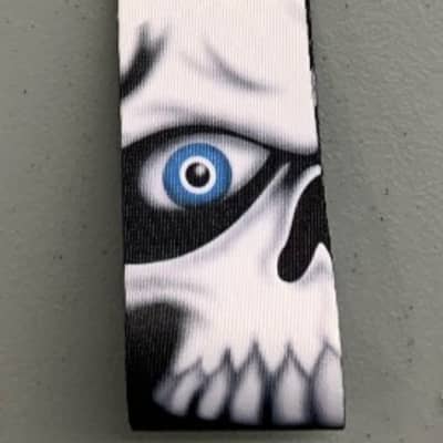 Perri's Blue Eyed Skull Guitar Strap Poly Pro Heat Transfer Leather ends LPCP-41