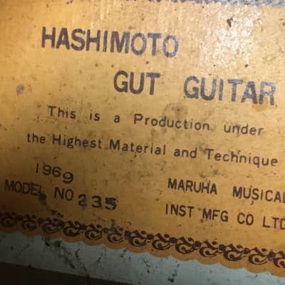 Vintage 1969 Hashimoto No.235 Gut Guitar Classical Spanish MIJ Japan OHSC image 4
