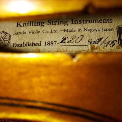 Suzuki Etude Knilling 220 size 1/16 violin, Japan, Very Good Condition, w Case & Bow image 2