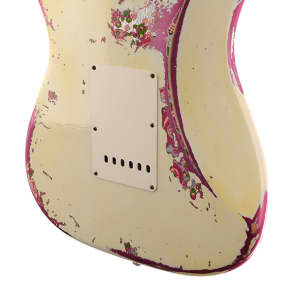 Fender Custom Shop LTD 1957 Stratocaster Heavy Relic Olympic White Over Pink Paisley image 9
