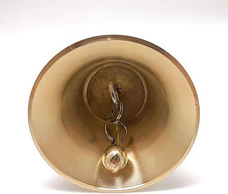 Extra Loud Bell Small Hand Bell Solid Brass Call Bell with Wooden Handle School Bells Dinner Bell Loud Ringing Bell Service Bell Servant Bell Church